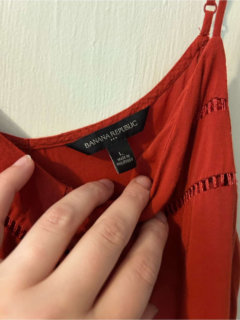 Banana Republic Tomato Red Camisole with Ladder Trim Detail - Picture 3 of 5